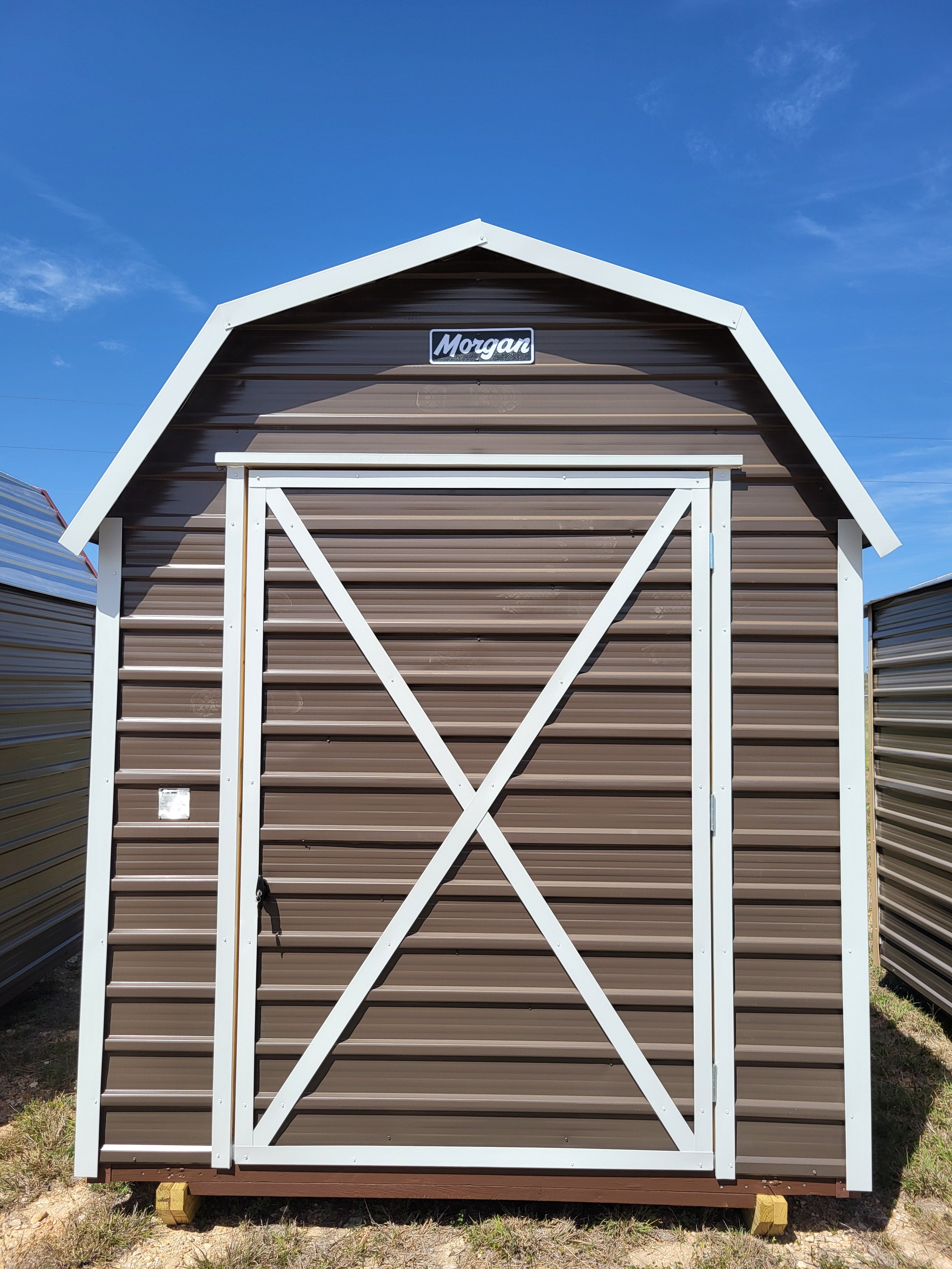 07 x 08 Dark Grey and White Steel Mini Morgan Barn w/  25% Off Introductory Sale! - H206065