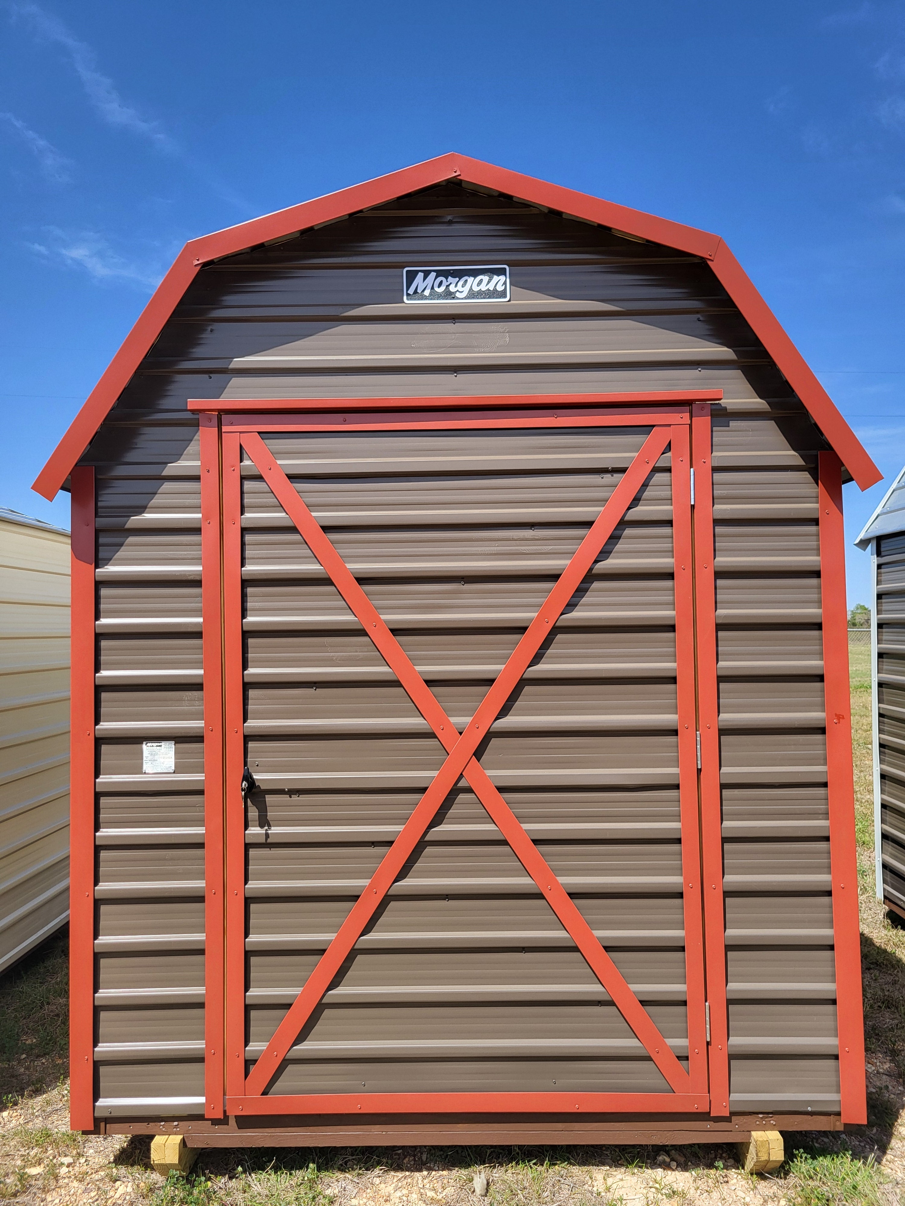 07 x 08 Dark Grey and Red Mini Morgan Barn w/  25% Off Introductory Sale! - H206084