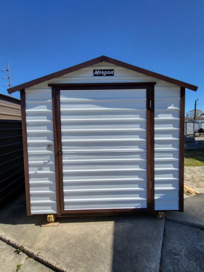 08 x 08 White & Brown Trim Shed w/ Window - H206020
