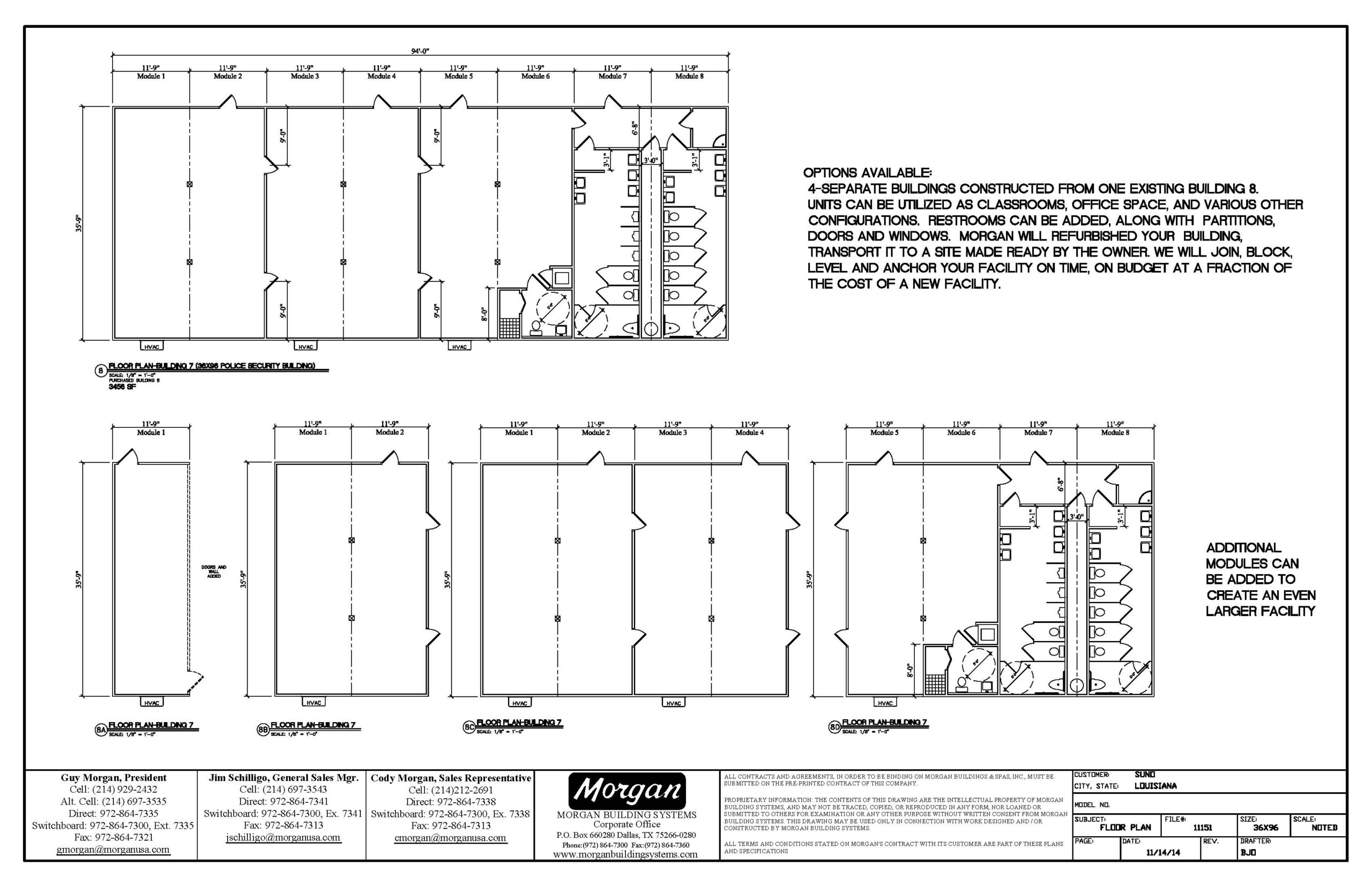 36 x 96 Offices with attached restroom unit - 36