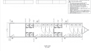 0550 sqft 10 X 55 Restroom Building - Men and Women with Side Storage