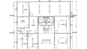 1760 sqft 40 x 44 Multi-Purpose Building, 6 Offices, Reception Room, 2 Restrooms, 1 Large Open Room