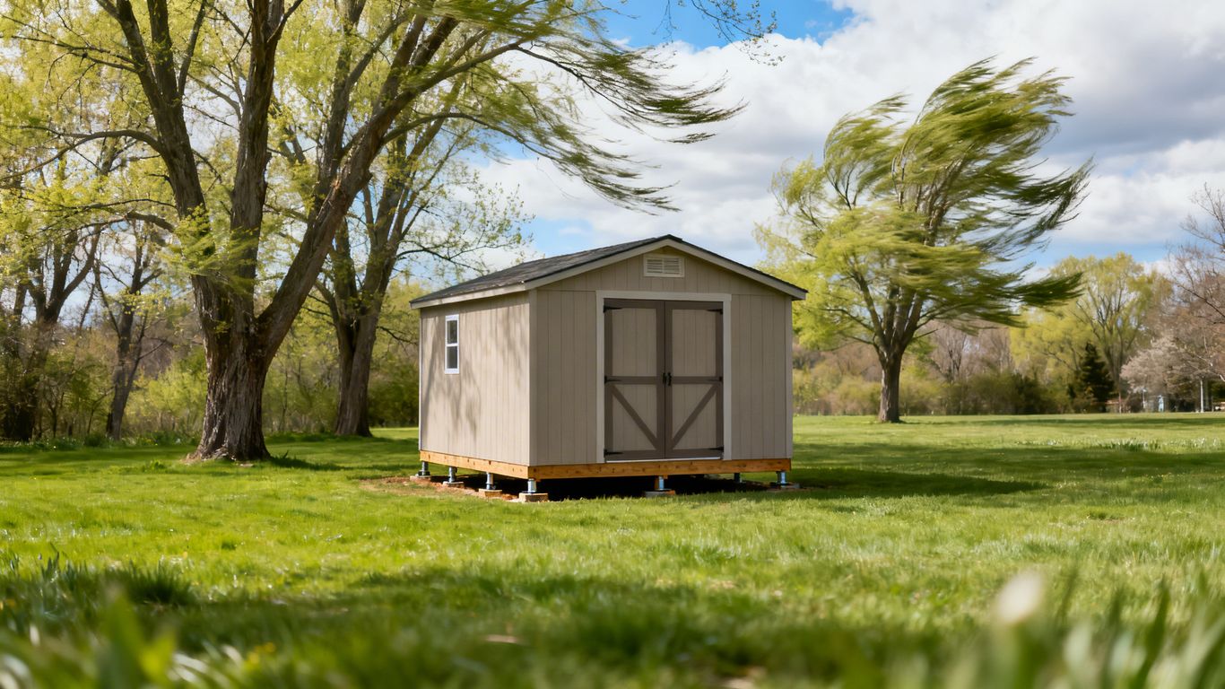Shed installation in windy spring conditions